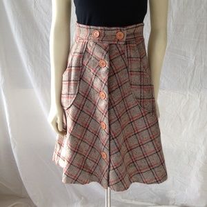 vintage wool high-waisted flared skirt